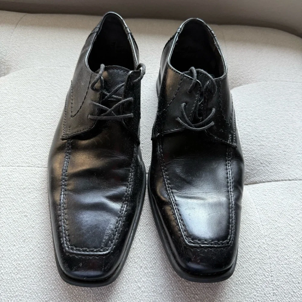 Natha Studio black leather oxford square toe dress shoes shoes size 9M